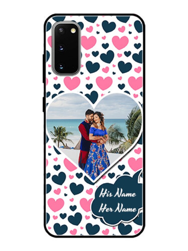 Custom Galaxy S20 Custom Glass Phone Case  - Pink & Blue Heart Design