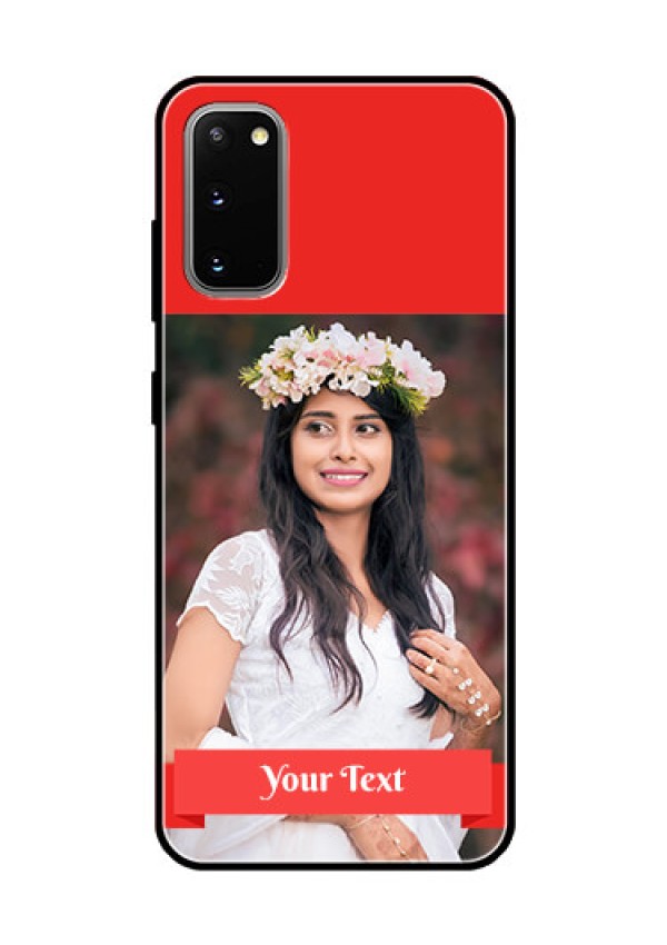 Galaxy S20 Custom Glass Phone Case  - Simple Red Color Design