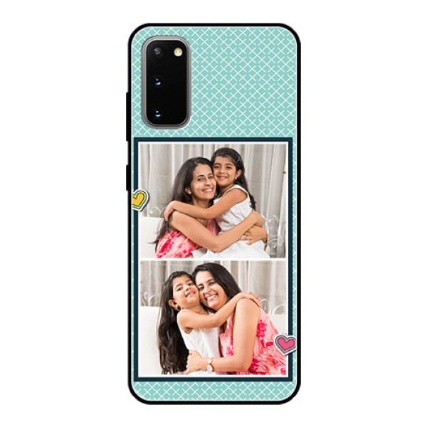 Galaxy S20 Custom Glass Phone Case - 2 Image Holder with Pattern Design Galaxy S20 Custom Glass Phone Case - 2 Image Holder with Pattern Design