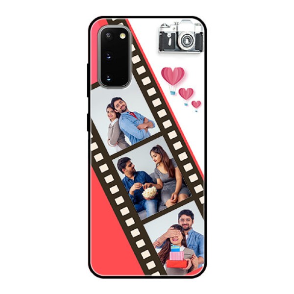 Galaxy S20 Personalized Glass Phone Case - 3 Image Holder with Film Reel Galaxy S20 Personalized Glass Phone Case - 3 Image Holder with Film Reel