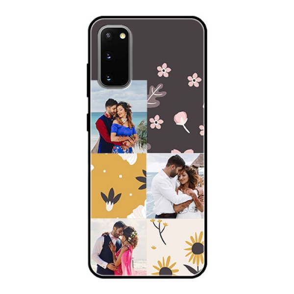 Galaxy S20 Photo Printing on Glass Case  - 3 Images with Floral Design