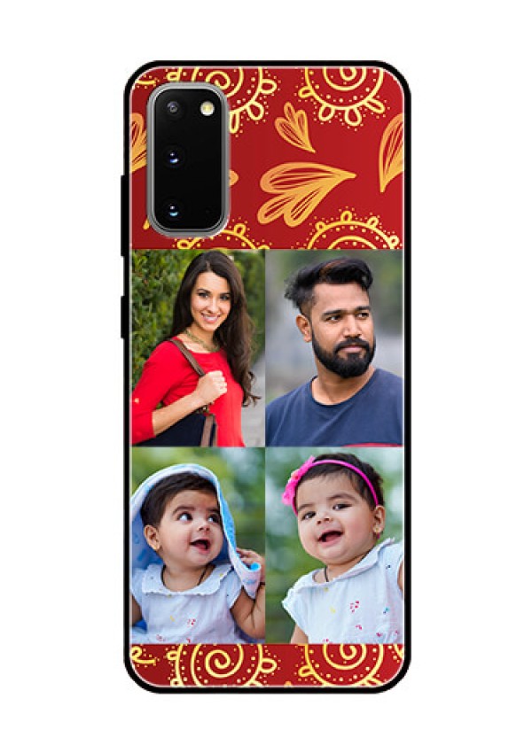 Galaxy S20 Photo Printing on Glass Case  - 4 Image Traditional Design