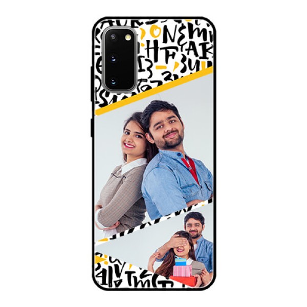 Galaxy S20 Custom Glass Mobile Case - Letters Pattern Design Galaxy S20 Custom Glass Mobile Case - Letters Pattern Design