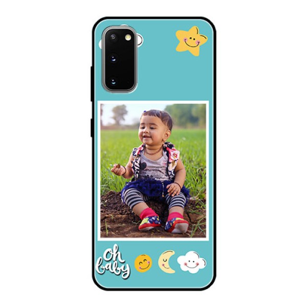 Galaxy S20 Personalized Glass Phone Case  - Smiley Kids Stars Design