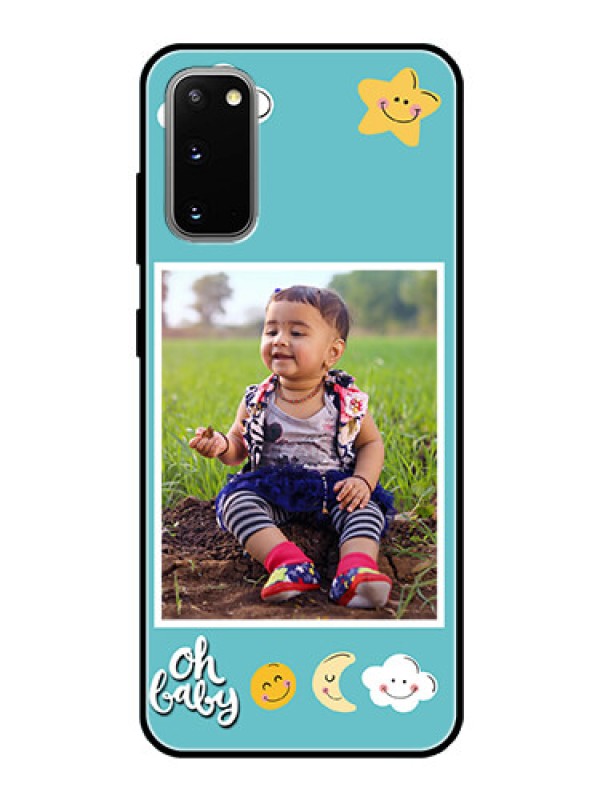 Custom Galaxy S20 Personalized Glass Phone Case  - Smiley Kids Stars Design