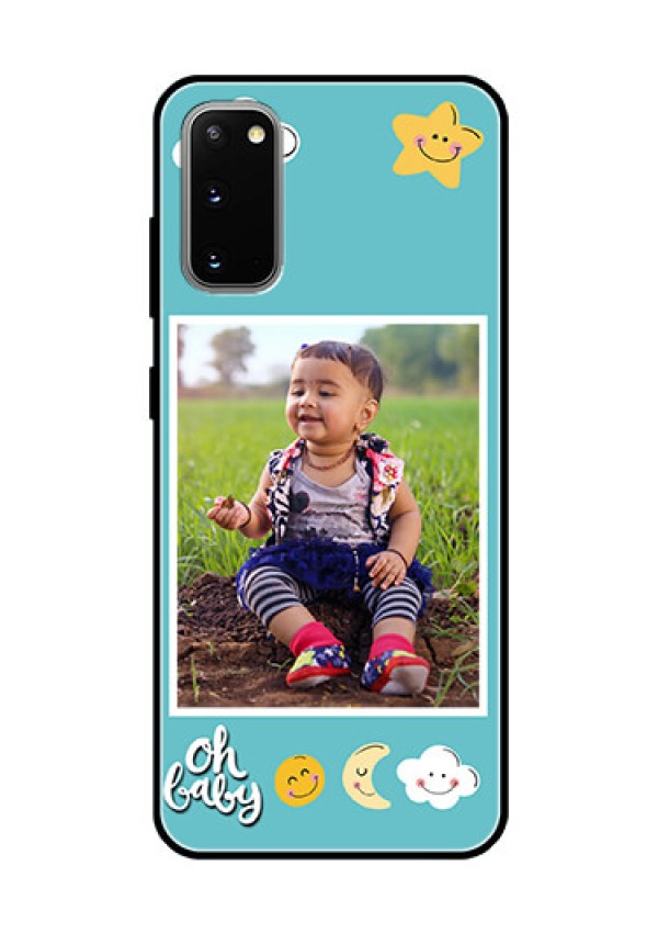 Galaxy S20 Personalized Glass Phone Case  - Smiley Kids Stars Design