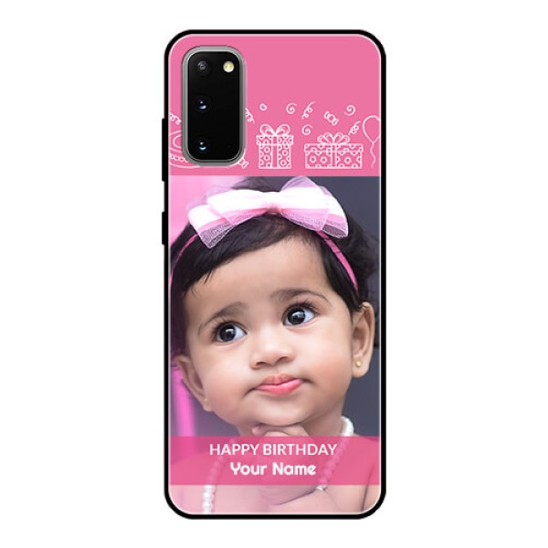 Galaxy S20 Photo Printing on Glass Case  - with Birthday Line Art Design