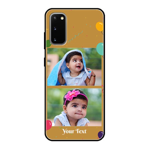 Galaxy S20 Personalized Glass Phone Case  - Image Holder with Birthday Celebrations Design