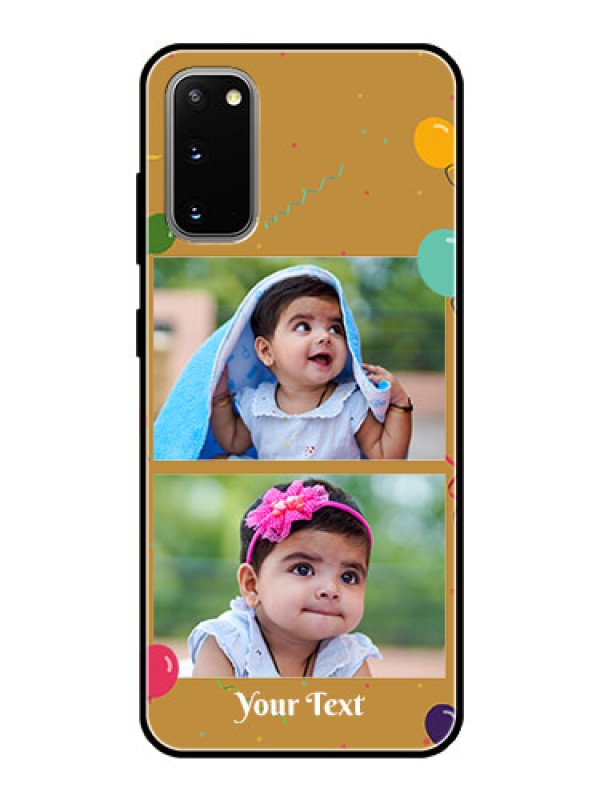 Custom Galaxy S20 Personalized Glass Phone Case  - Image Holder with Birthday Celebrations Design