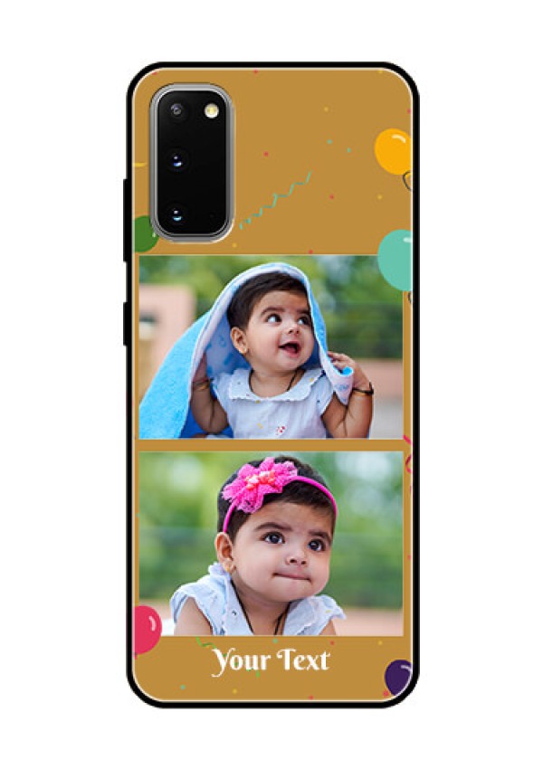 Galaxy S20 Personalized Glass Phone Case  - Image Holder with Birthday Celebrations Design