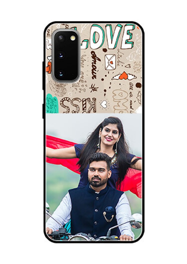 Galaxy S20 Custom Glass Phone Case  - Love Doodle Pattern 