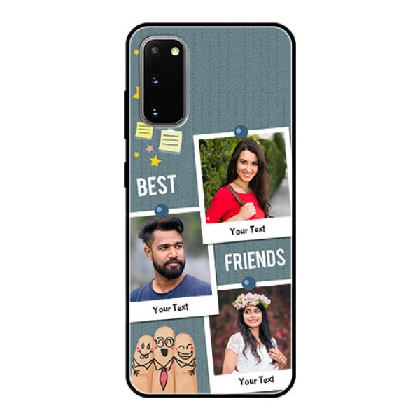 Galaxy S20 Personalized Glass Phone Case - Sticky Frames and Friendship Design Galaxy S20 Personalized Glass Phone Case - Sticky Frames and Friendship Design