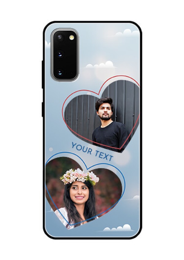 Galaxy S20 Custom Glass Mobile Case  - Blue Color Couple Design 