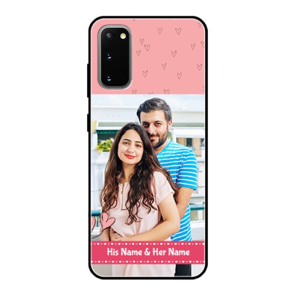 Galaxy S20 Personalized Glass Phone Case  - Love Design Peach Color