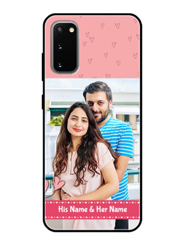 Custom Galaxy S20 Personalized Glass Phone Case  - Love Design Peach Color