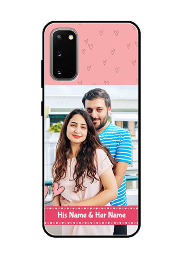 Galaxy S20 Personalized Glass Phone Case  - Love Design Peach Color
