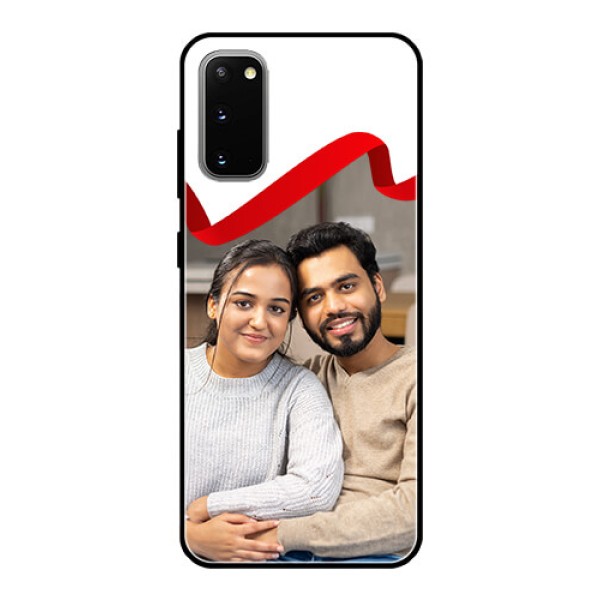 Galaxy S20 Photo Printing on Glass Case - Red Ribbon Frame Design Galaxy S20 Photo Printing on Glass Case - Red Ribbon Frame Design