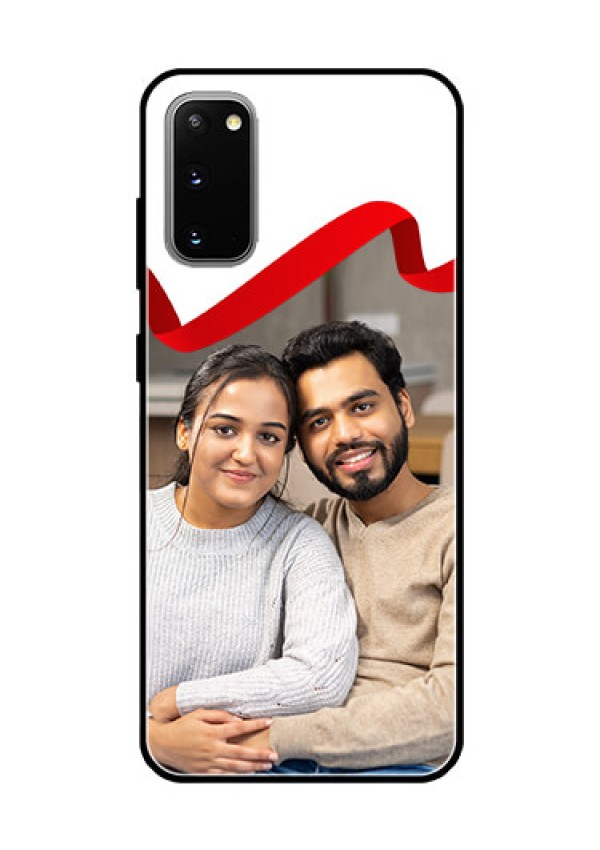 Galaxy S20 Photo Printing on Glass Case  - Red Ribbon Frame Design