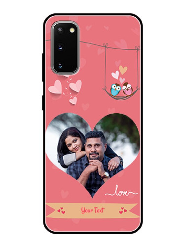 Custom Galaxy S20 Personalized Glass Phone Case  - Peach Color Love Design 