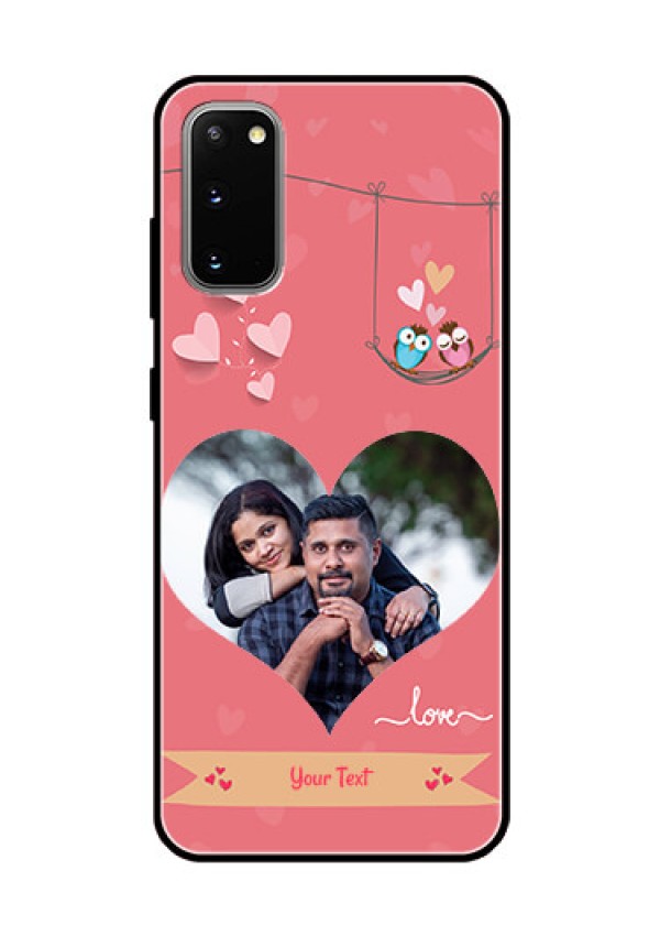 Galaxy S20 Personalized Glass Phone Case  - Peach Color Love Design 