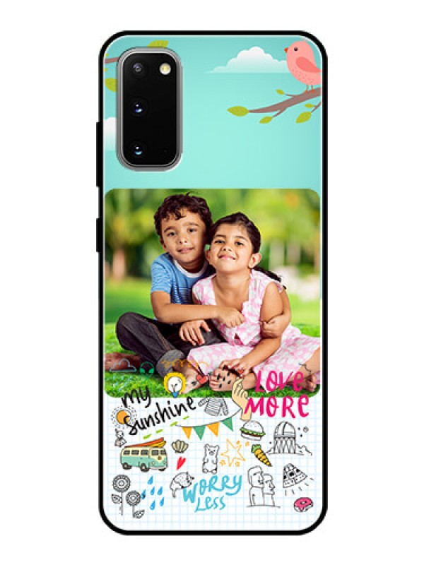 Custom Galaxy S20 Photo Printing on Glass Case  - Doodle love Design