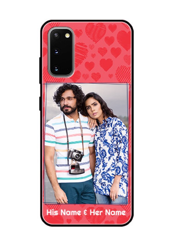 Galaxy S20 Photo Printing on Glass Case  - with Red Heart Symbols Design