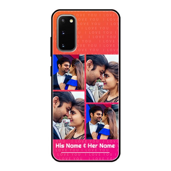Galaxy S20 Custom Glass Phone Case  - I Love You Pink Design