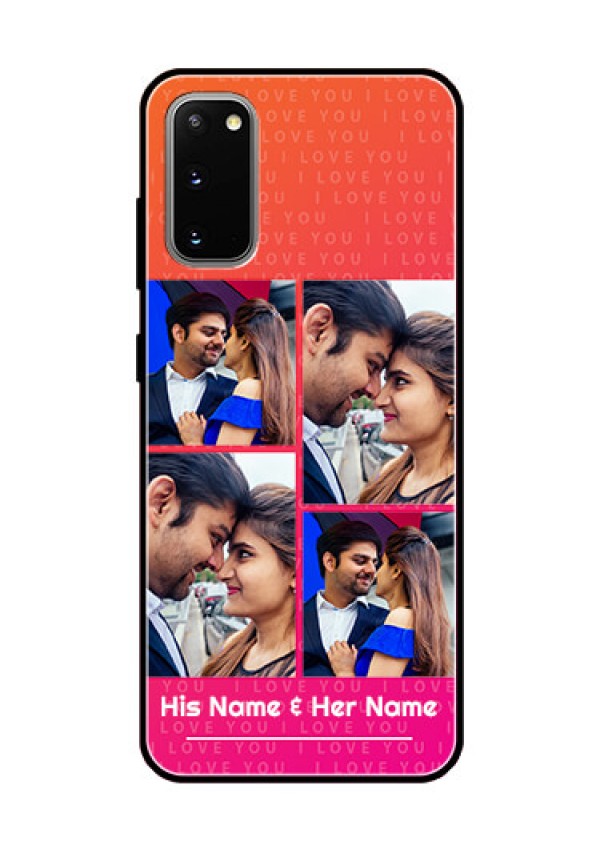 Galaxy S20 Custom Glass Phone Case  - I Love You Pink Design