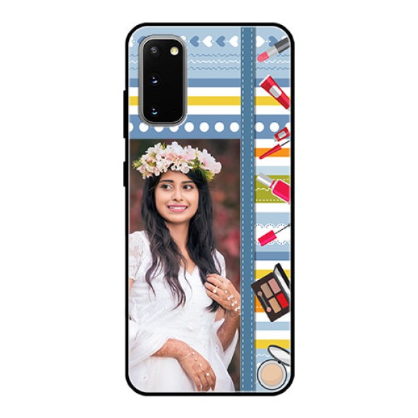 Galaxy S20 Personalized Glass Phone Case - Makeup Icons Design Galaxy S20 Personalized Glass Phone Case - Makeup Icons Design