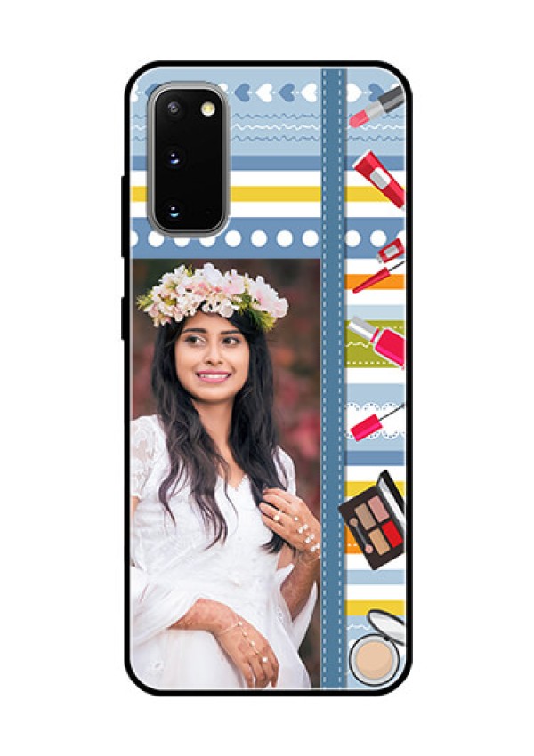 Galaxy S20 Personalized Glass Phone Case  - Makeup Icons Design