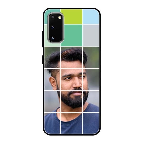 Galaxy S20 Photo Printing on Glass Case  - with white box pattern 