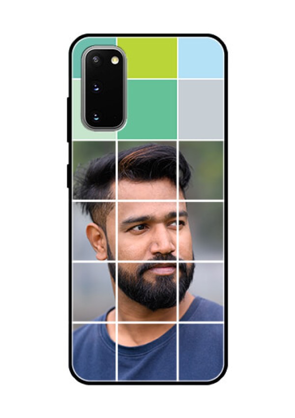 Galaxy S20 Photo Printing on Glass Case  - with white box pattern 