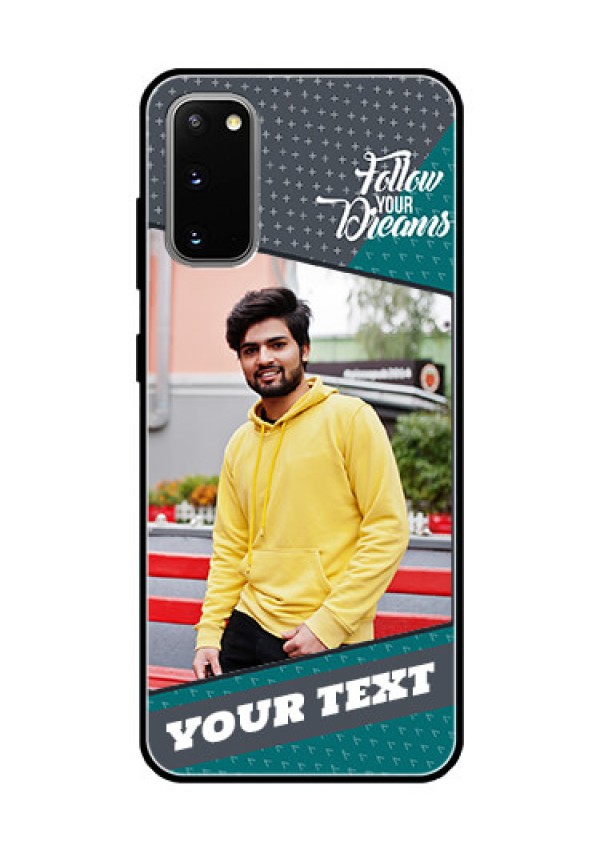 Galaxy S20 Personalized Glass Phone Case  - Background Pattern Design with Quote