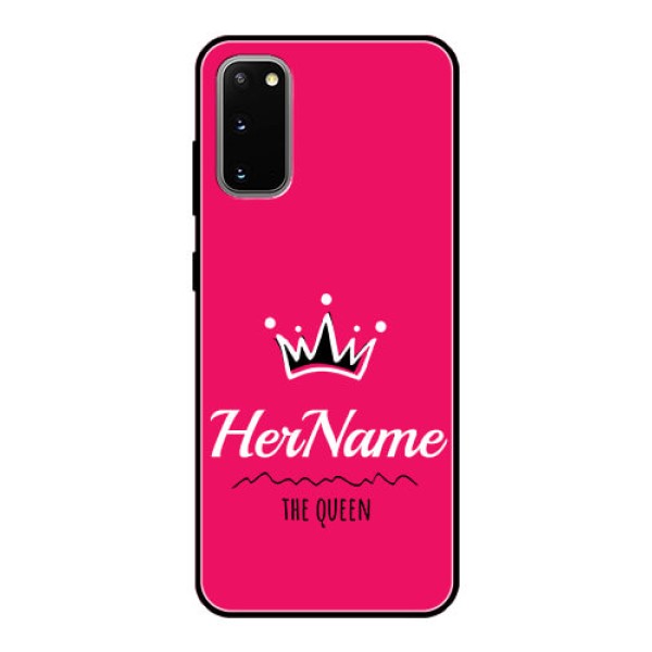 Galaxy S20 Glass Phone Case Queen with Name