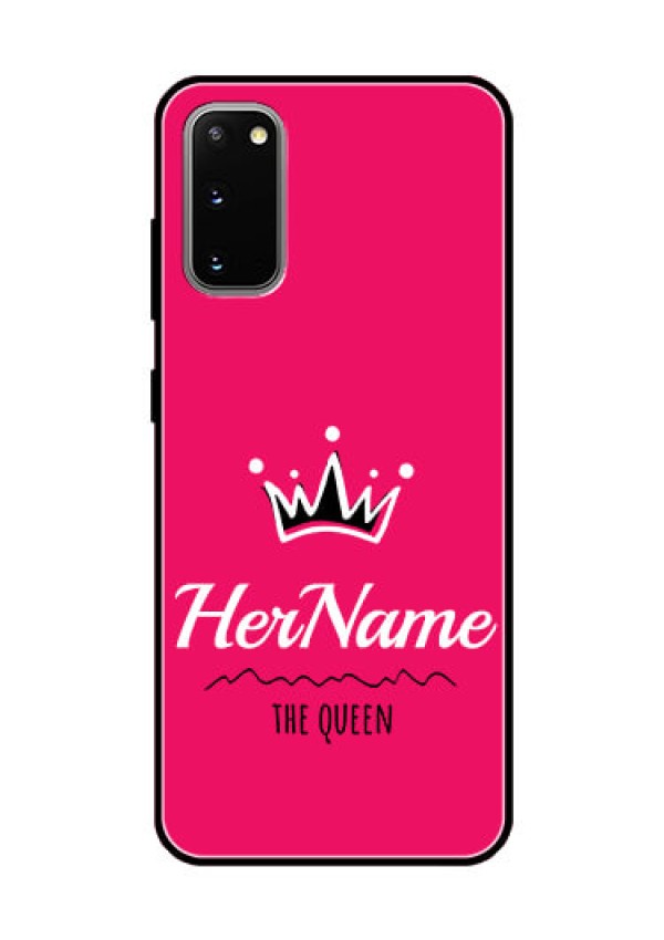 Galaxy S20 Glass Phone Case Queen with Name