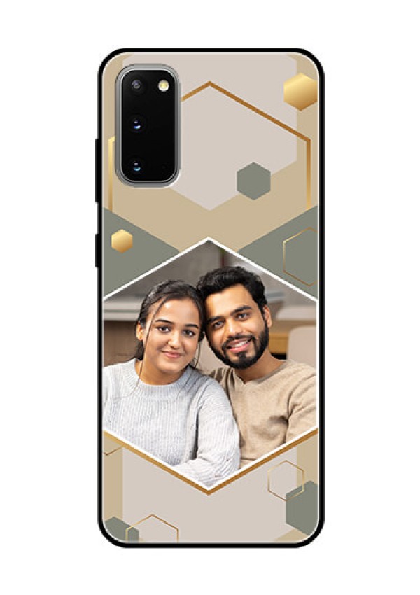 Galaxy S20 Photo Printing on Glass Case - Stylish Hexagon Pattern Design