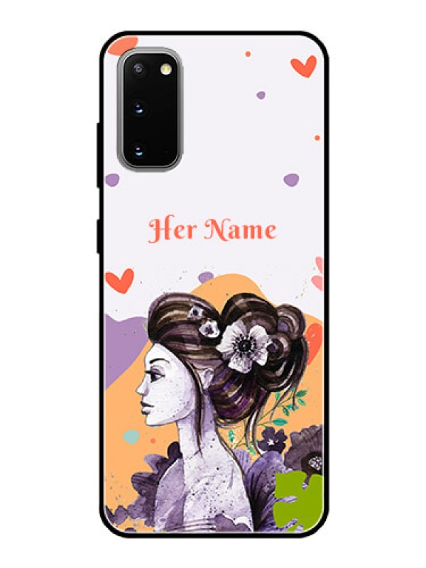 Custom Galaxy S20 Personalized Glass Phone Case - Woman And Nature Design