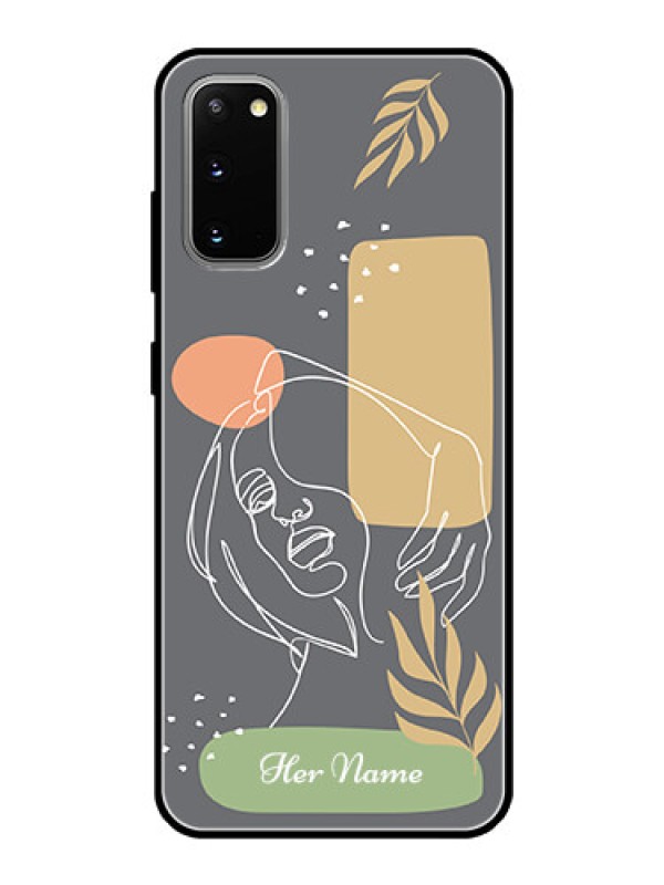 Custom Galaxy S20 Custom Glass Phone Case - Gazing Woman line art Design