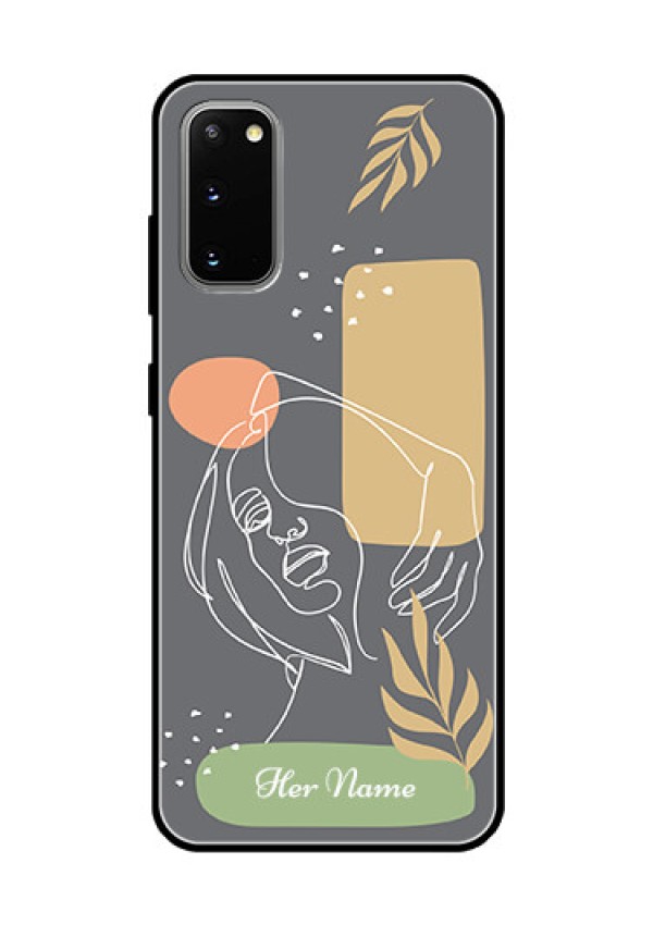 Galaxy S20 Custom Glass Phone Case - Gazing Woman line art Design