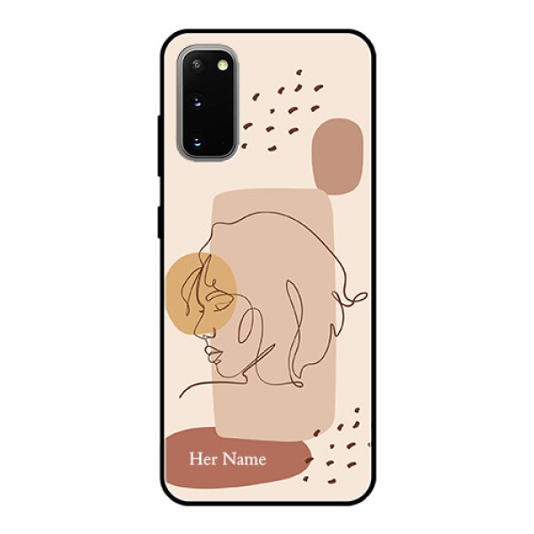 Galaxy S20 Photo Printing on Glass Case - Calm Woman line art Design Galaxy S20 Photo Printing on Glass Case - Calm Woman line art Design