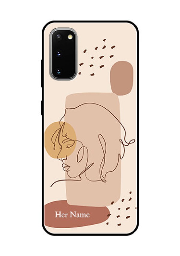 Galaxy S20 Photo Printing on Glass Case - Calm Woman line art Design