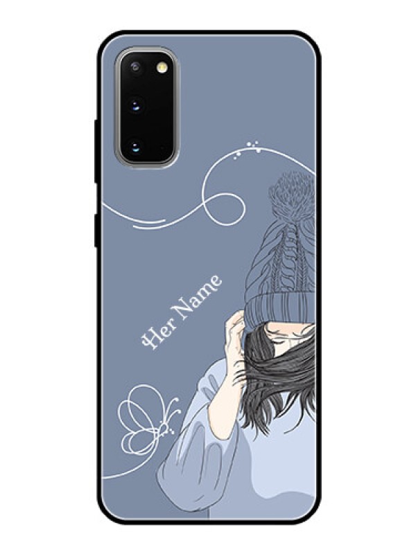 Custom Galaxy S20 Custom Glass Mobile Case - Girl in winter outfit Design