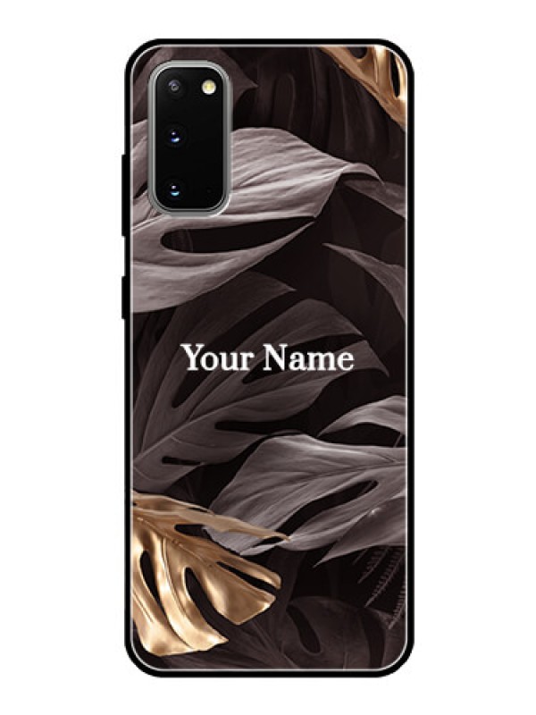Custom Galaxy S20 Personalised Glass Phone Case - Wild Leaves digital paint Design