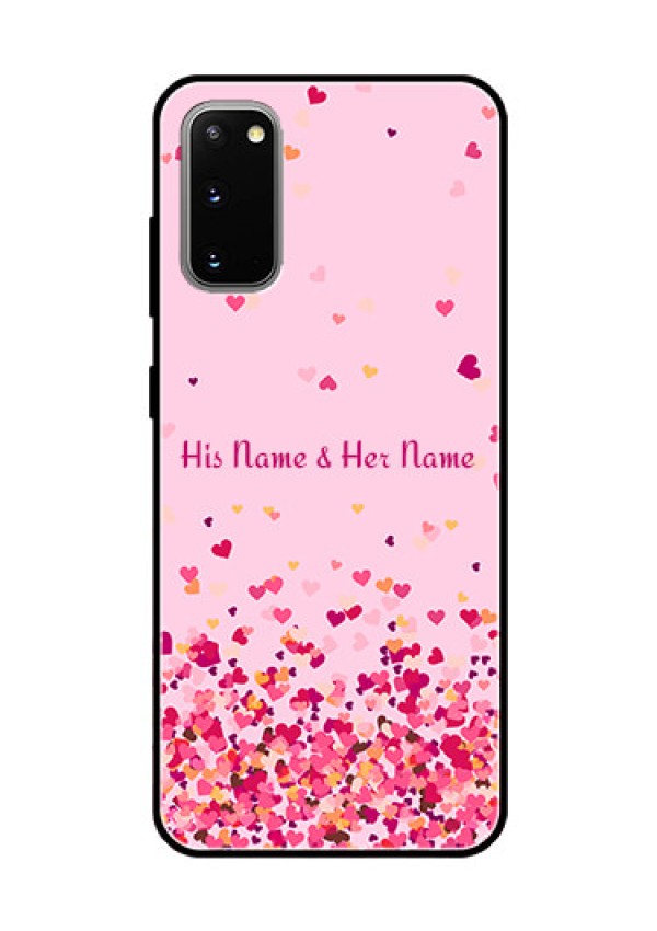Galaxy S20 Photo Printing on Glass Case - Floating Hearts Design