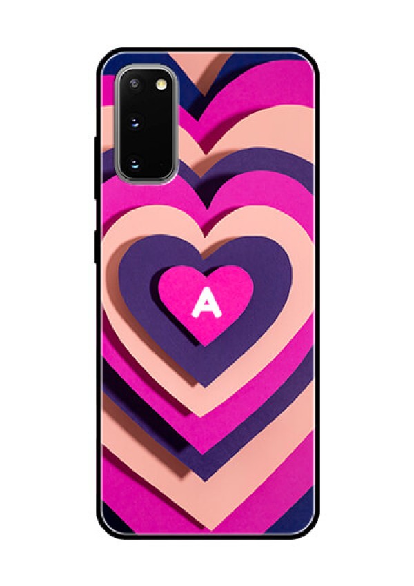 Galaxy S20 Custom Glass Mobile Case - Cute Heart Pattern Design