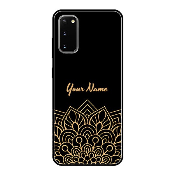 Galaxy S20 Custom Glass Phone Case - Golden mandala Design