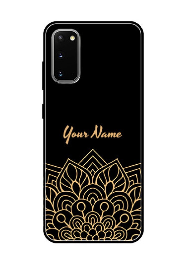 Galaxy S20 Custom Glass Phone Case - Golden mandala Design