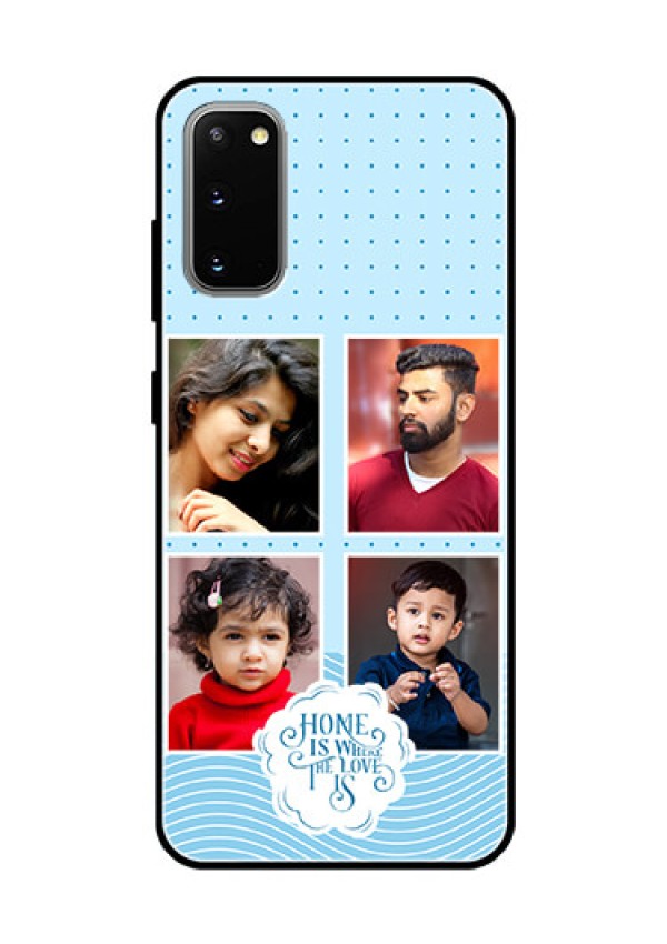 Galaxy S20 Custom Glass Phone Case - Cute love quote with 4 pic upload Design
