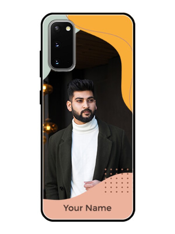 Custom Galaxy S20 Personalized Glass Phone Case - Tri-coloured overlay design