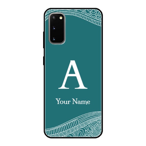 Galaxy S20 Personalized Glass Phone Case - line art pattern with custom name Design Galaxy S20 Personalized Glass Phone Case - line art pattern with custom name Design